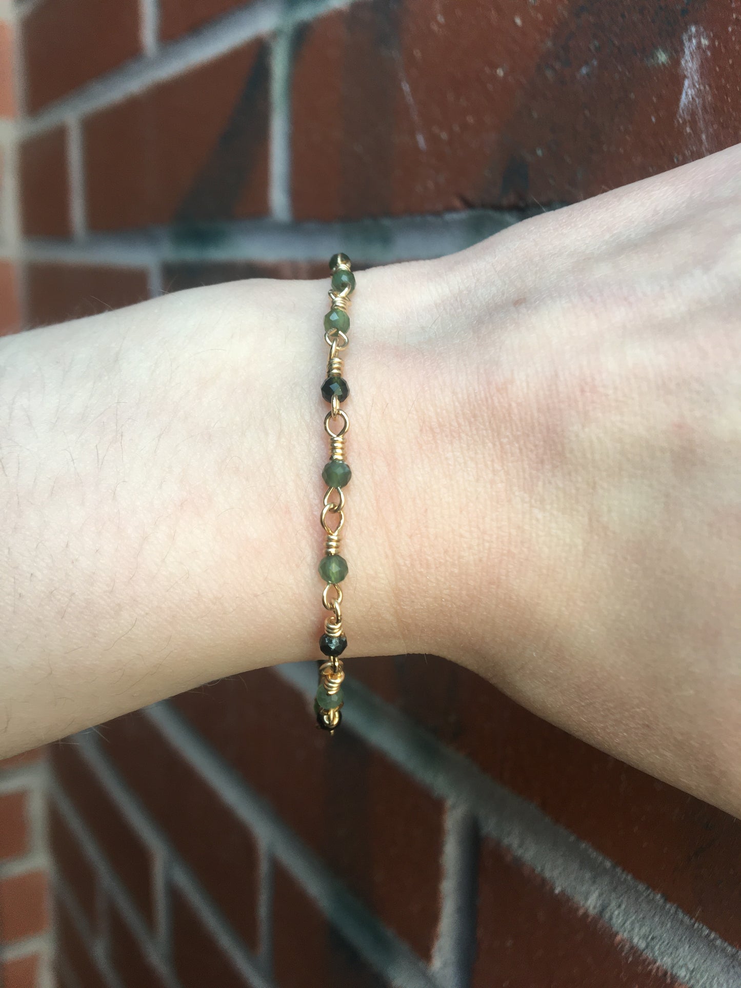 Jade Rosary Chain Bracelet | Gold Fill