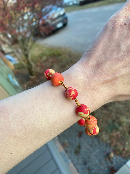 8mm Handmade FIMO Bead Bracelet | Sunset