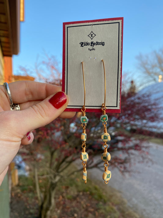 Brass + Fimo Cane Earrings | Hunter Street Shamrocks