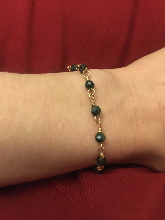 Faceted Rosary Chain Bracelet | Emerald + Gold-Fill