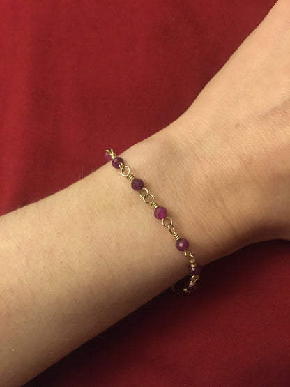 Faceted Rosary Chain Bracelet | Ruby + Gold-Fill