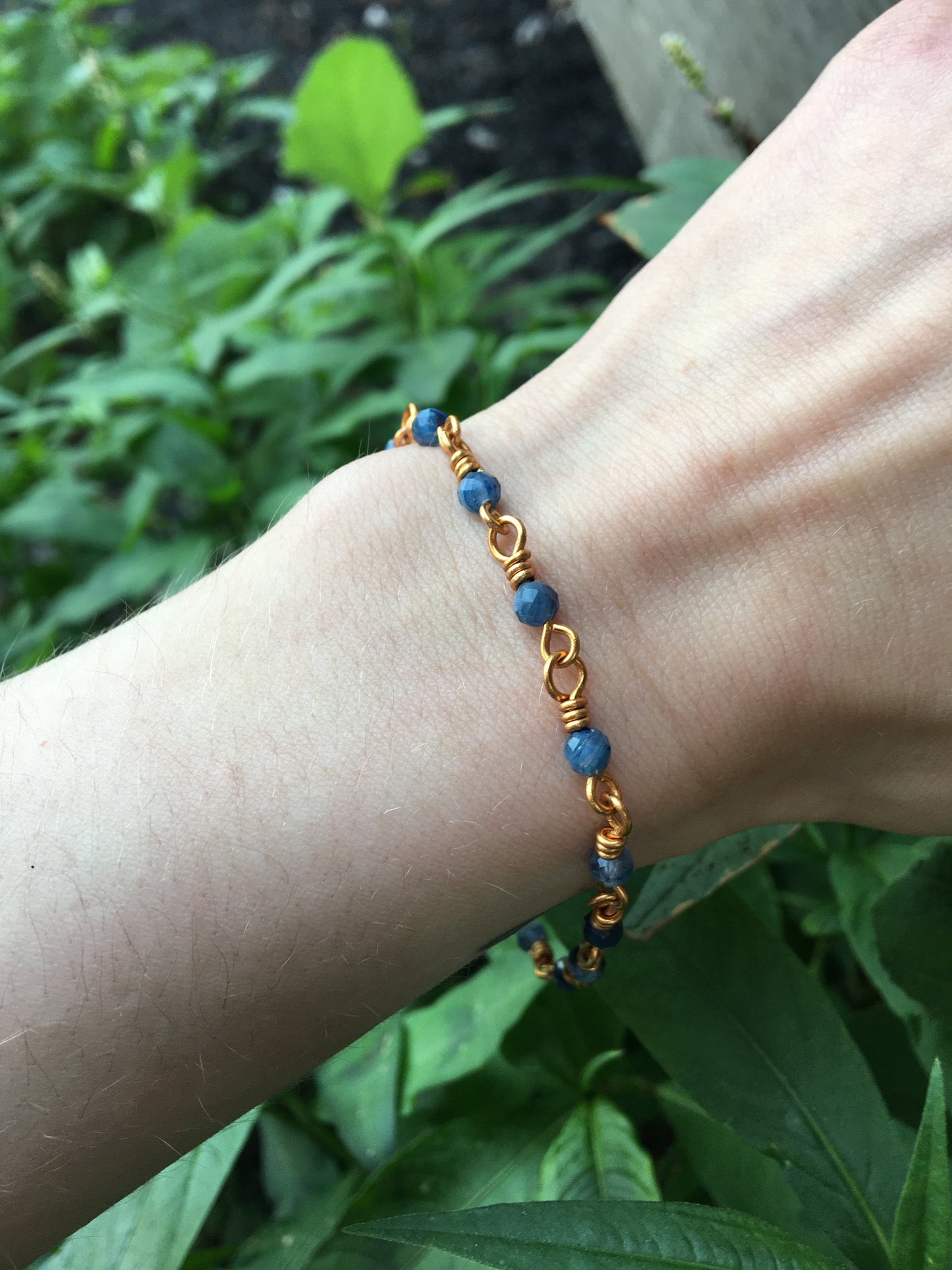 Rosary Chain Bracelet | Brass + Kyanite