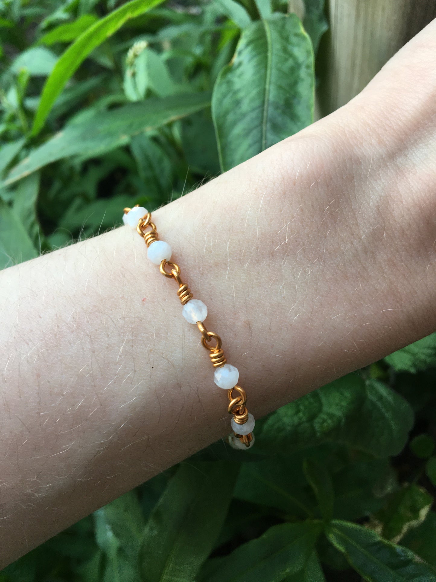 Rosary Chain Bracelet | Brass + Moonstone