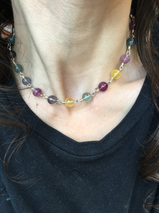 Sterling Silver and Fluorite Choker